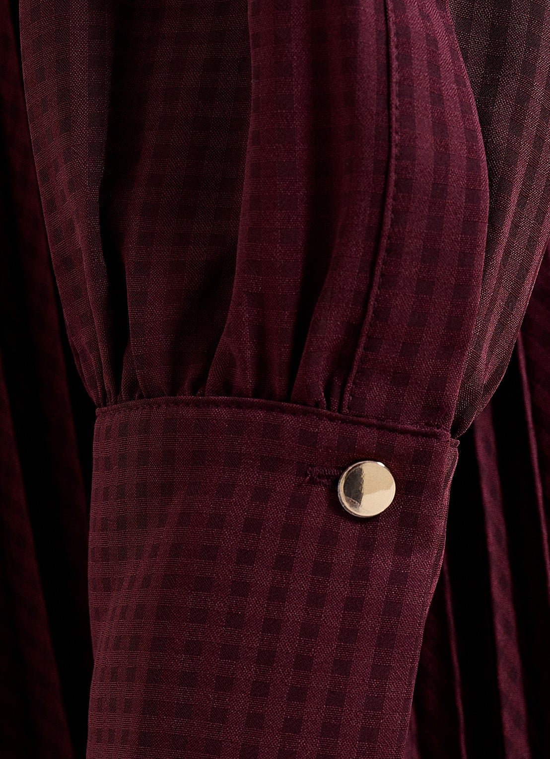 Phase Eight Ren midi blousejurk met print en strikceintuur - detail 6 bordeauxrood