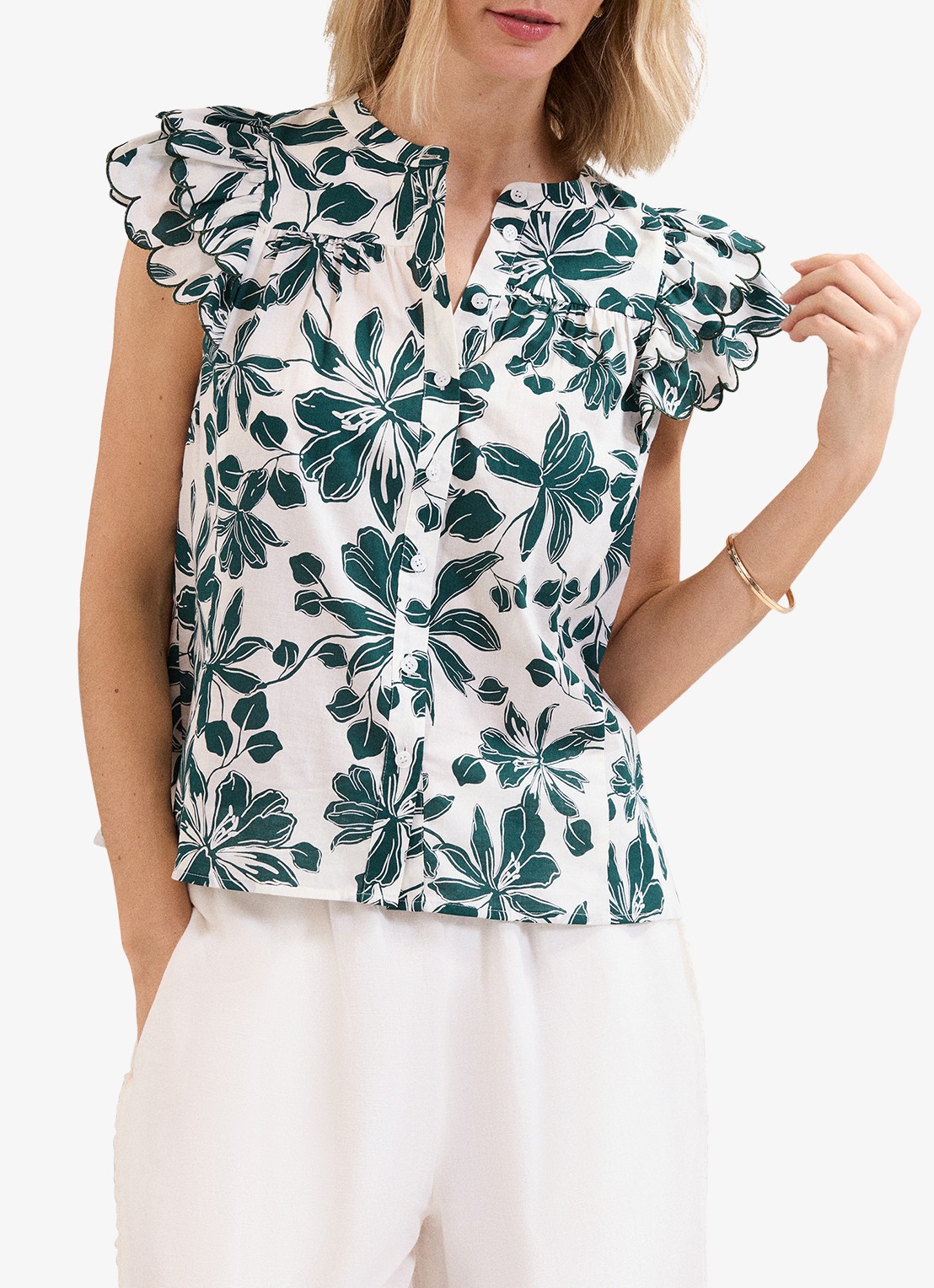 Phase Eight Rena blouse met bloemenprint - detail groen