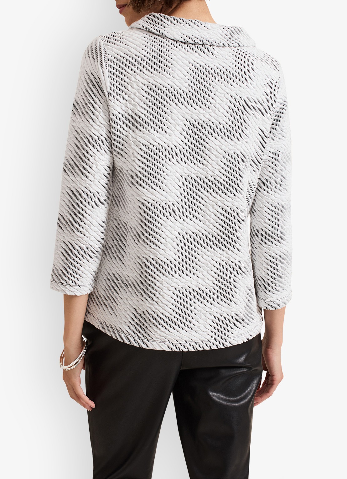 Phase Eight Rena top met pied-de-poule dessin en structuur  - achterkant 7 ivoor