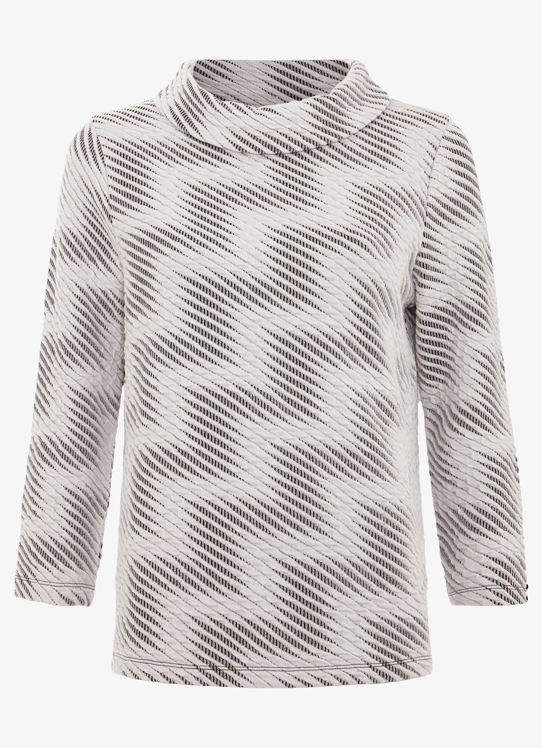 Phase Eight Rena top met pied-de-poule dessin en structuur  - voorkant 5 ivoor