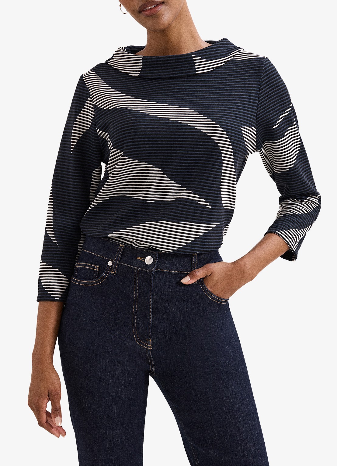 Phase Eight Rena top met print - detail 3 donkerblauw