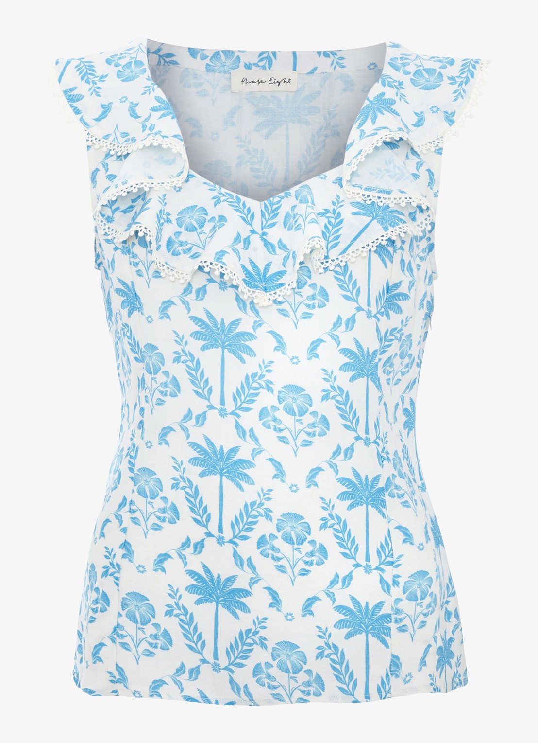 Phase Eight Rhona blouse met bloemenprint - voorkant lichtblauw