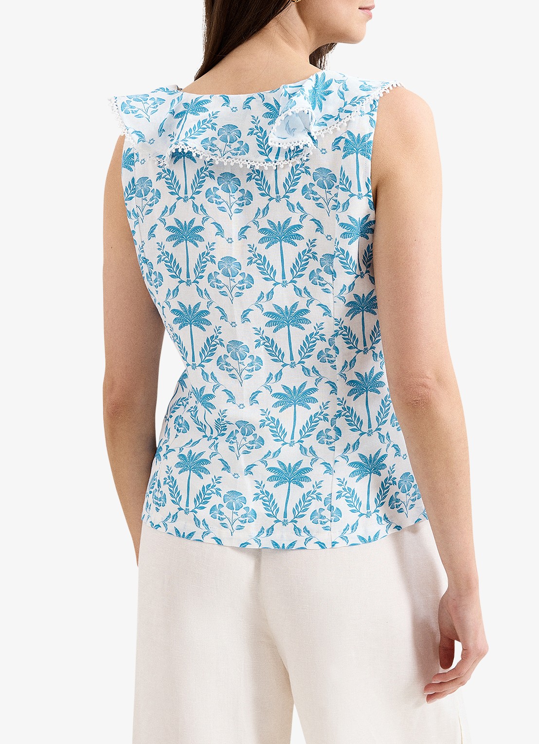Phase Eight Rhonda blouse met bloemenprint - achterkant 4 lichtblauw