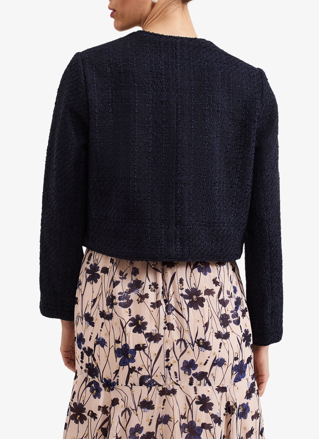 Phase Eight Ripley jack van bouclé met steekzakken - achterkant 5 donkerblauw