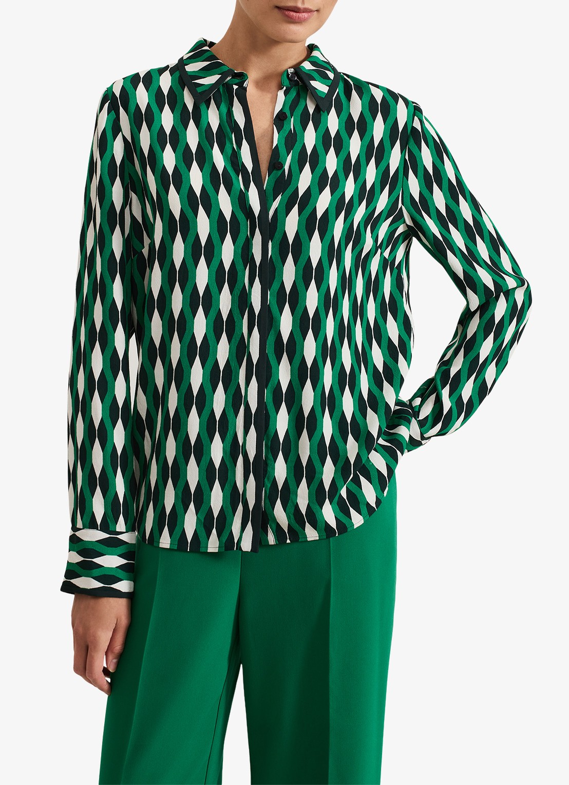 Phase Eight Rita blouse met grafische print - detail 3 groen