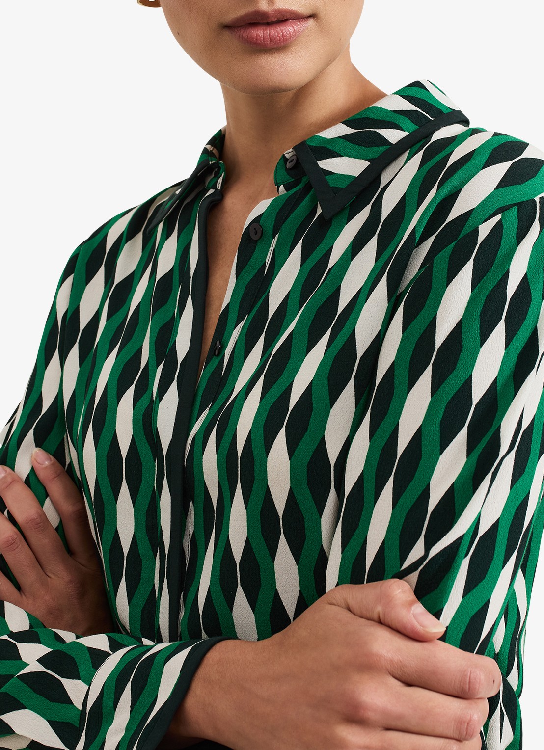 Phase Eight Rita blouse met grafische print - detail 5 groen