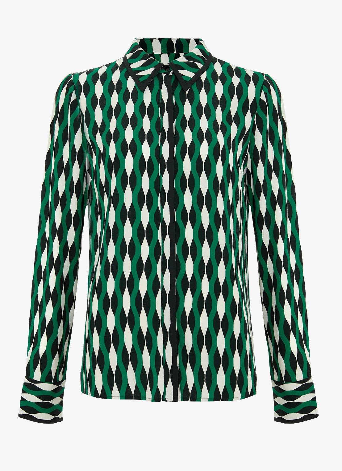 Phase Eight Rita blouse met grafische print - voorkant groen