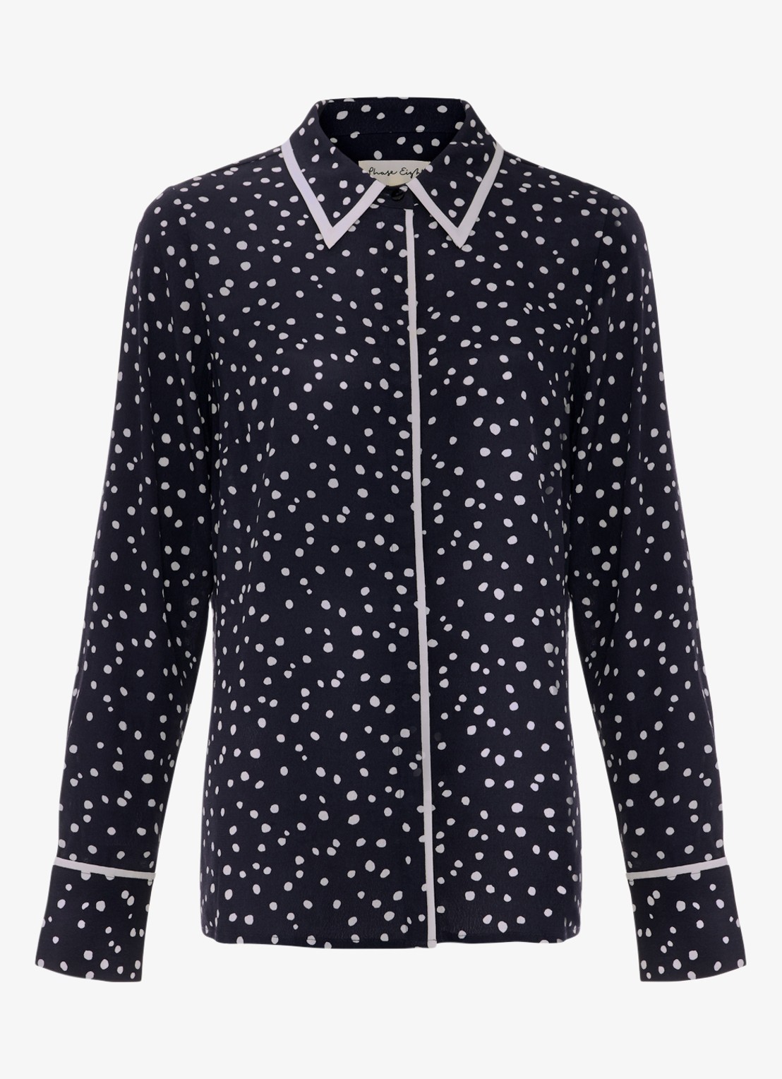Phase Eight Rita blouse met stippenprint - voorkant 7 donkerblauw