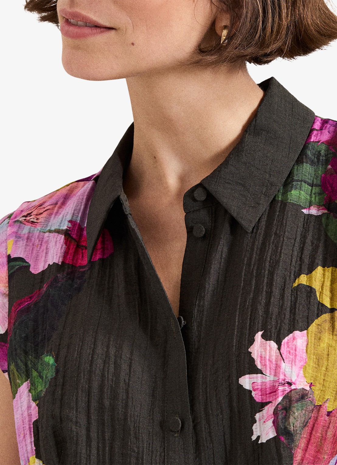 Phase Eight Robyn midi jurk met bloemenprint - detail 4 bronsgroen