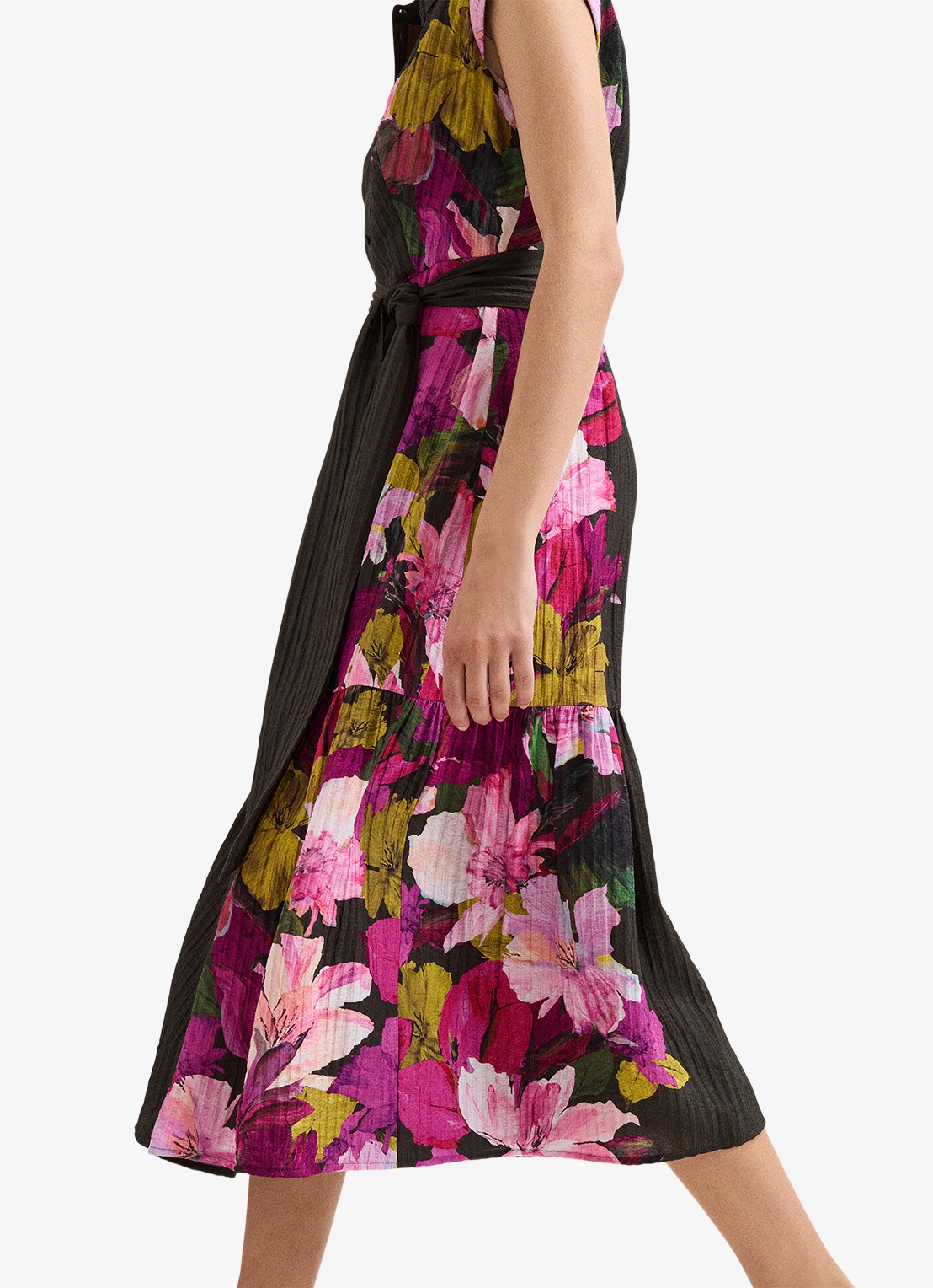 Phase Eight Robyn midi jurk met bloemenprint - detail 5 bronsgroen