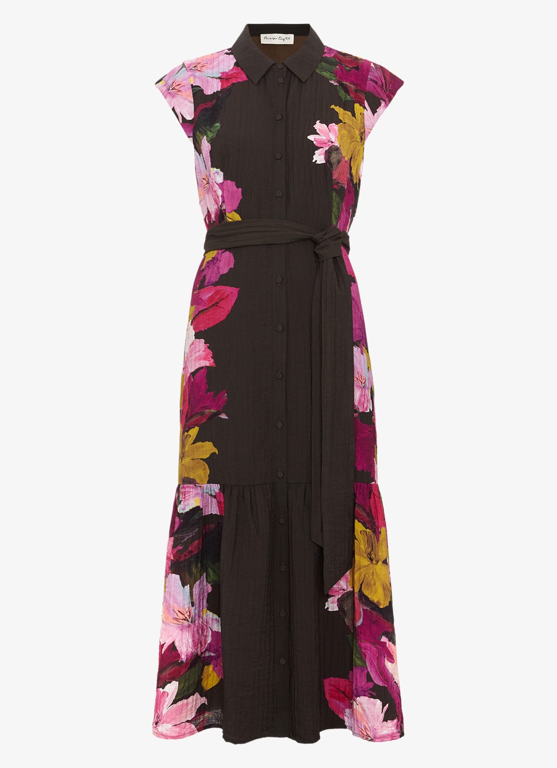 Phase Eight Robyn midi jurk met bloemenprint - voorkant 7 bronsgroen