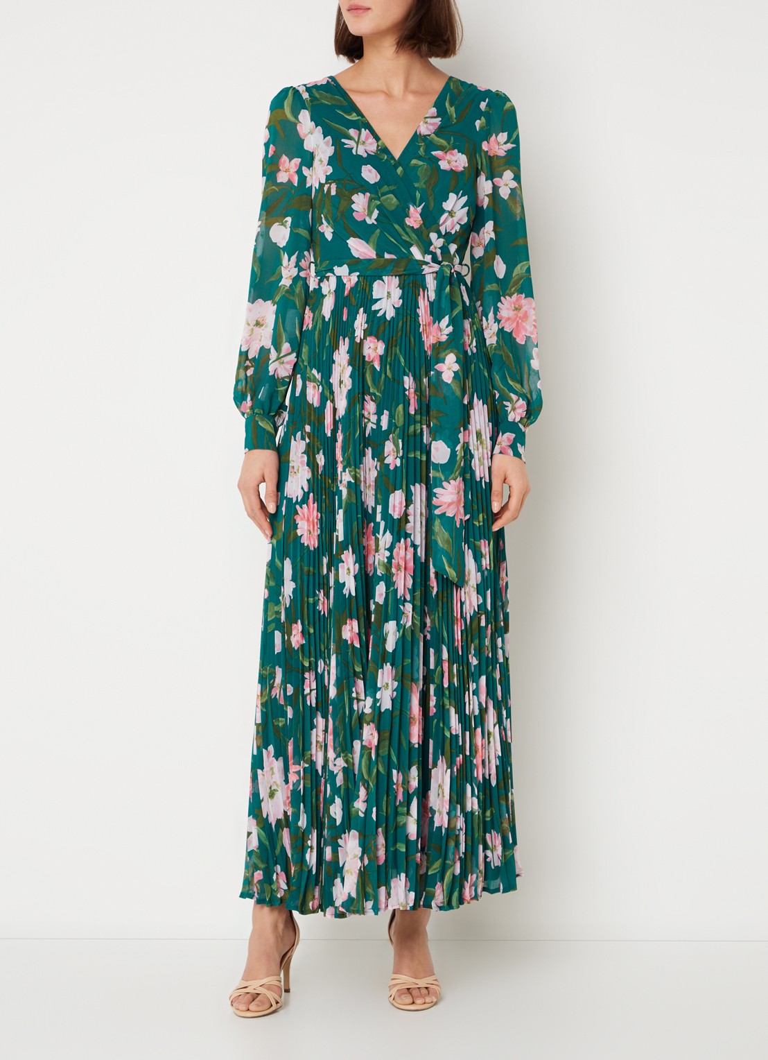 Phase Eight Rosa maxi tuniekjurk met bloemenprint en plissé  - detail 4 groen