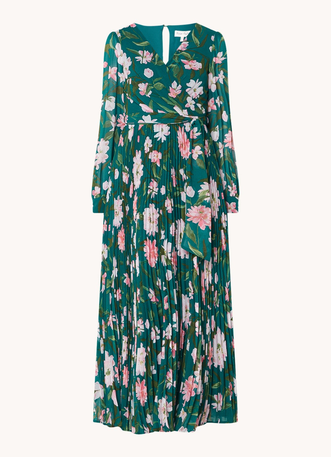 Phase Eight Rosa maxi tuniekjurk met bloemenprint en plissé  - voorkant groen