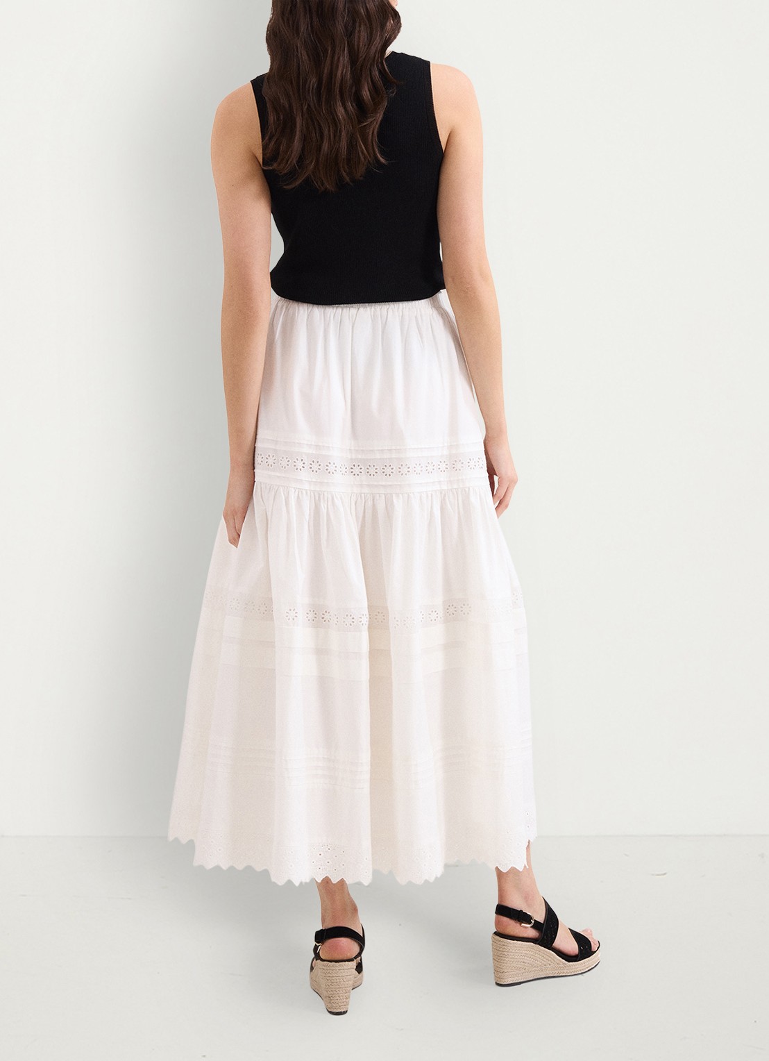 Phase Eight Rosa midi jurk met opengewerkt dessin - achterkant white