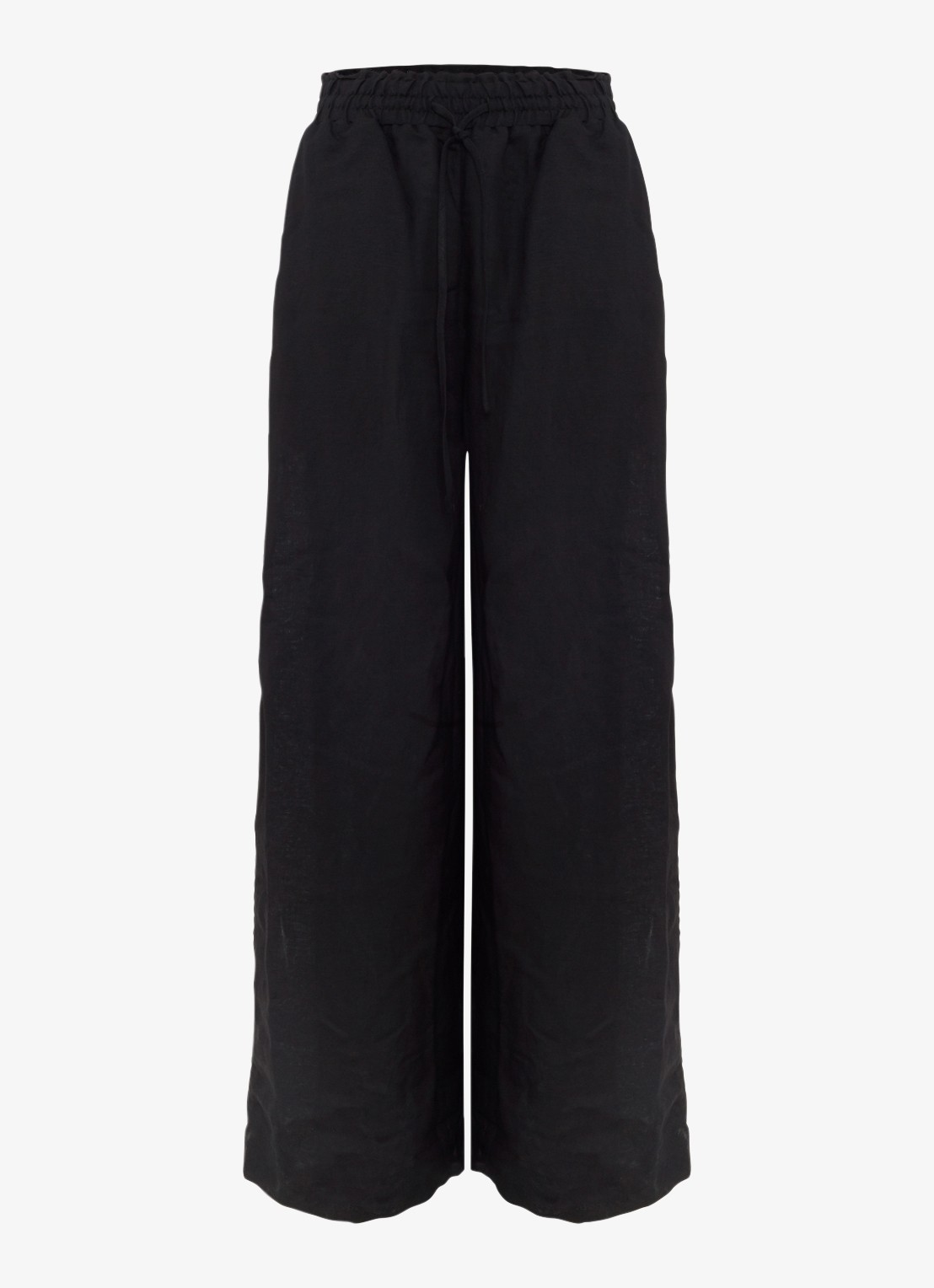 Phase Eight Rowan high waist palazzo broek in linnenblend met steekzakken - voorkant zwart