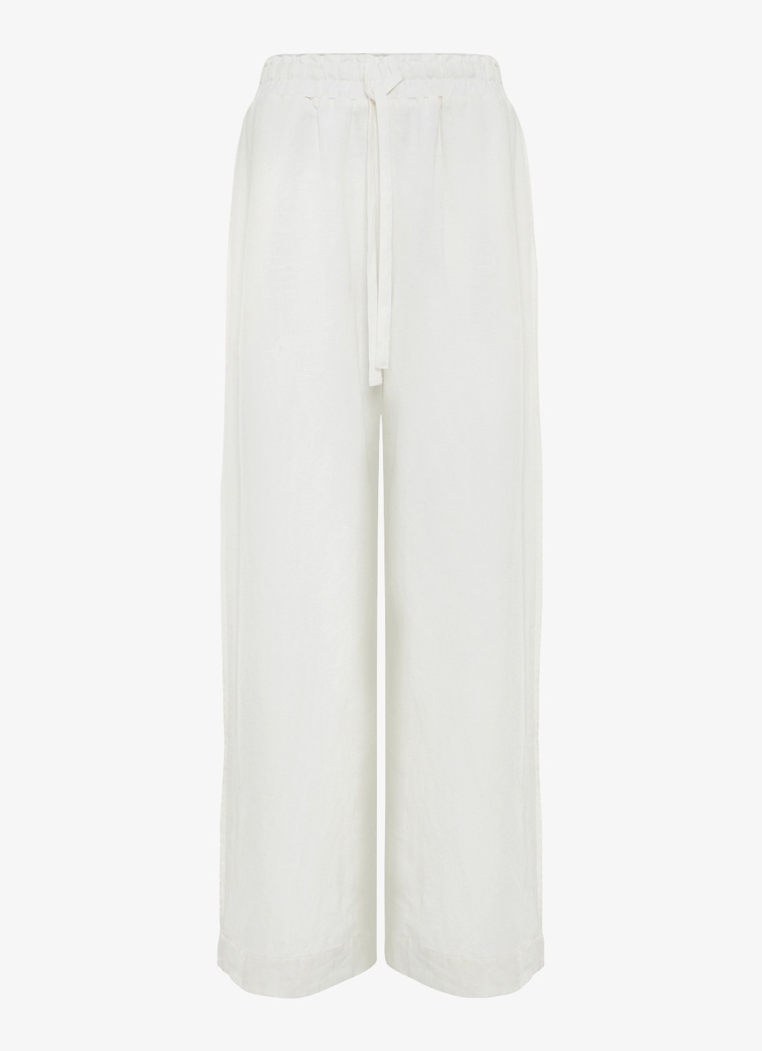 Phase Eight Rowan high waist wide fit broek in linnenblend - voorkant 2 white
