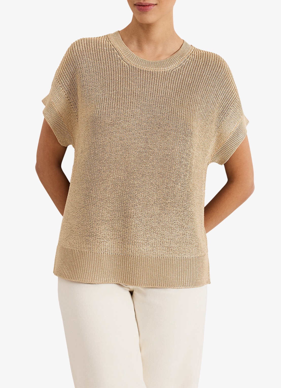 Phase Eight Rylee fijngebreide top - detail goud