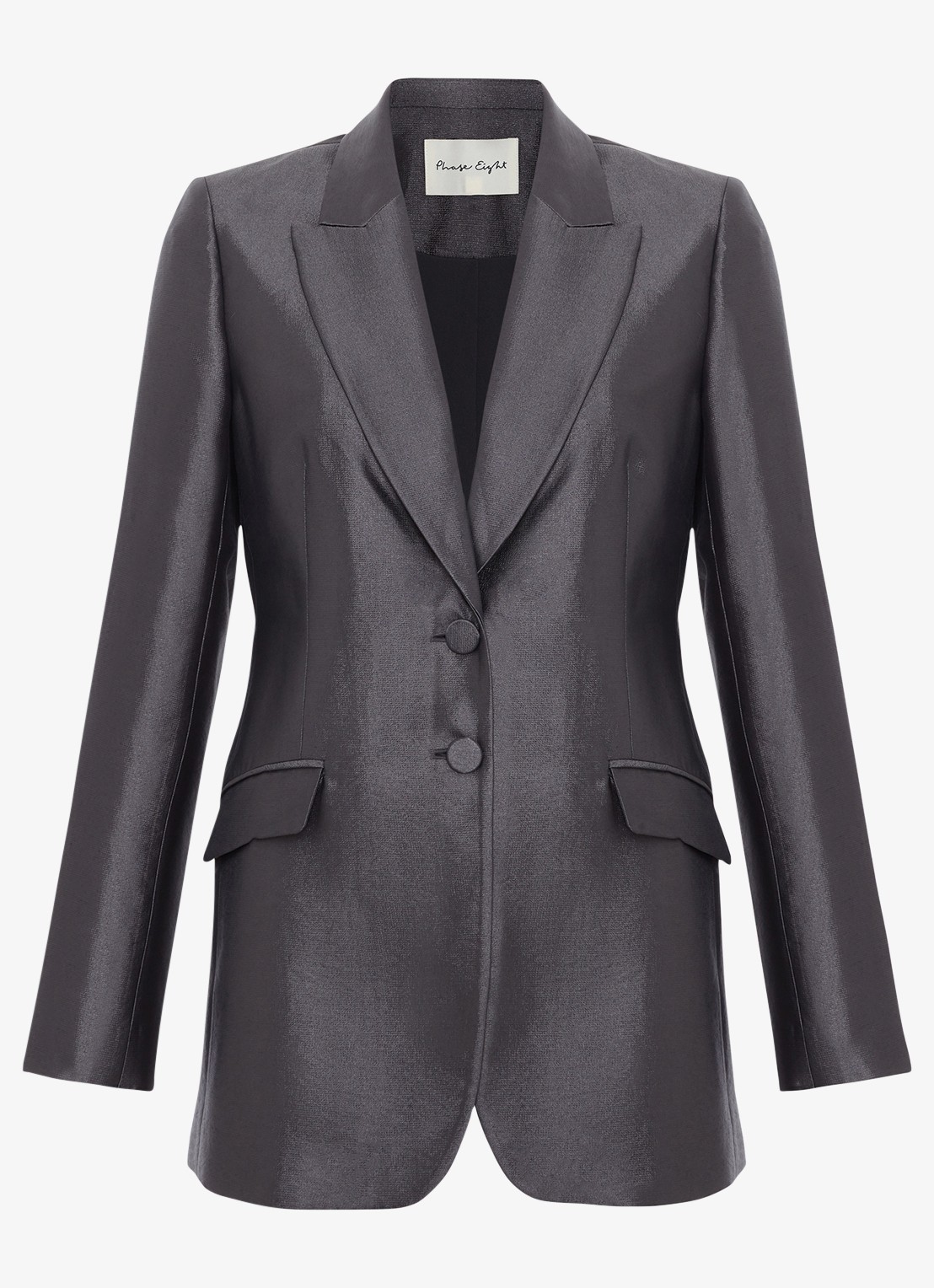 Phase Eight Sade single-breasted blazer met klepzakken  - voorkant antraciet
