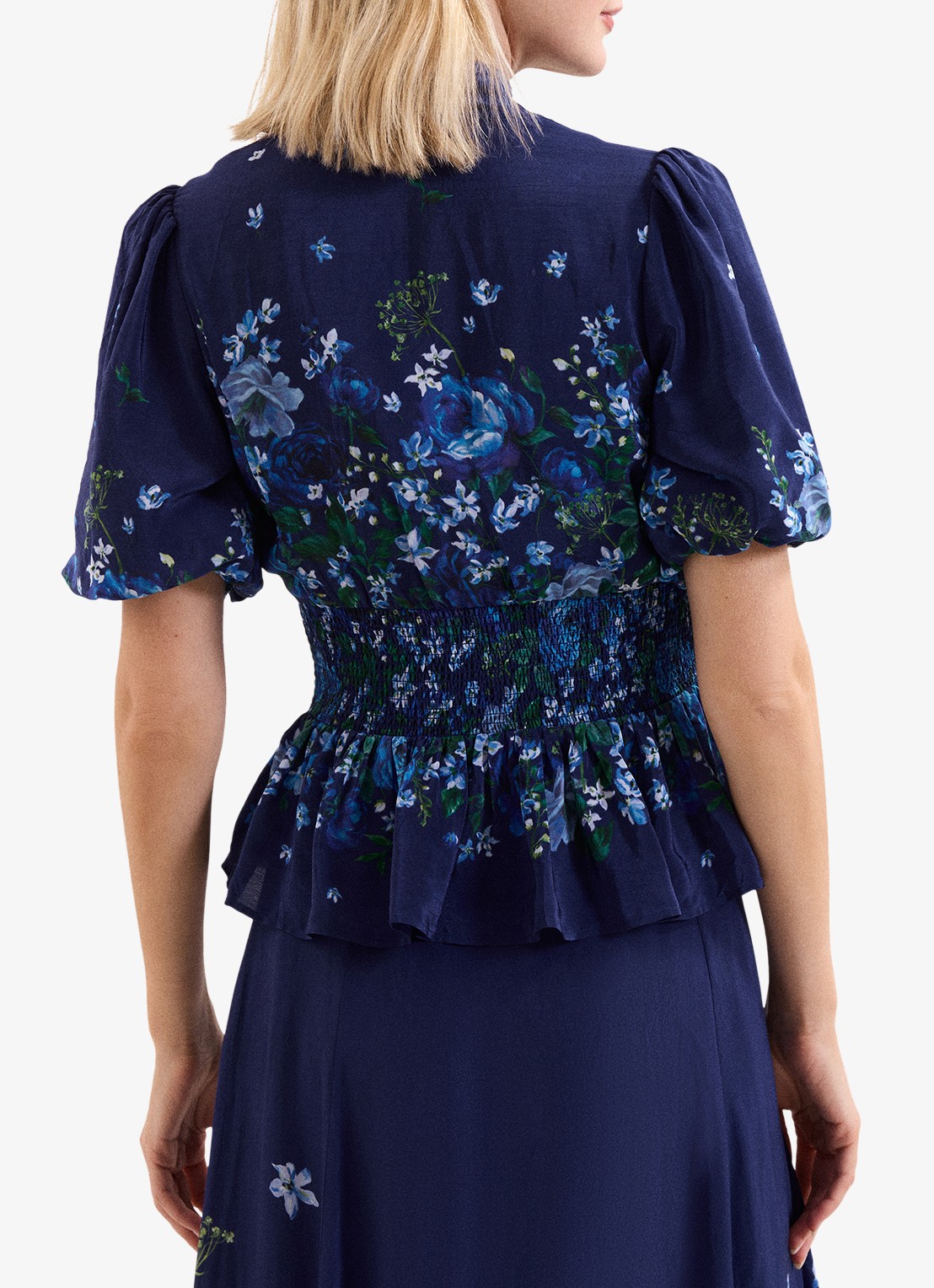 Phase Eight Safa tuniek met bloemenprint - achterkant 7 donkerblauw