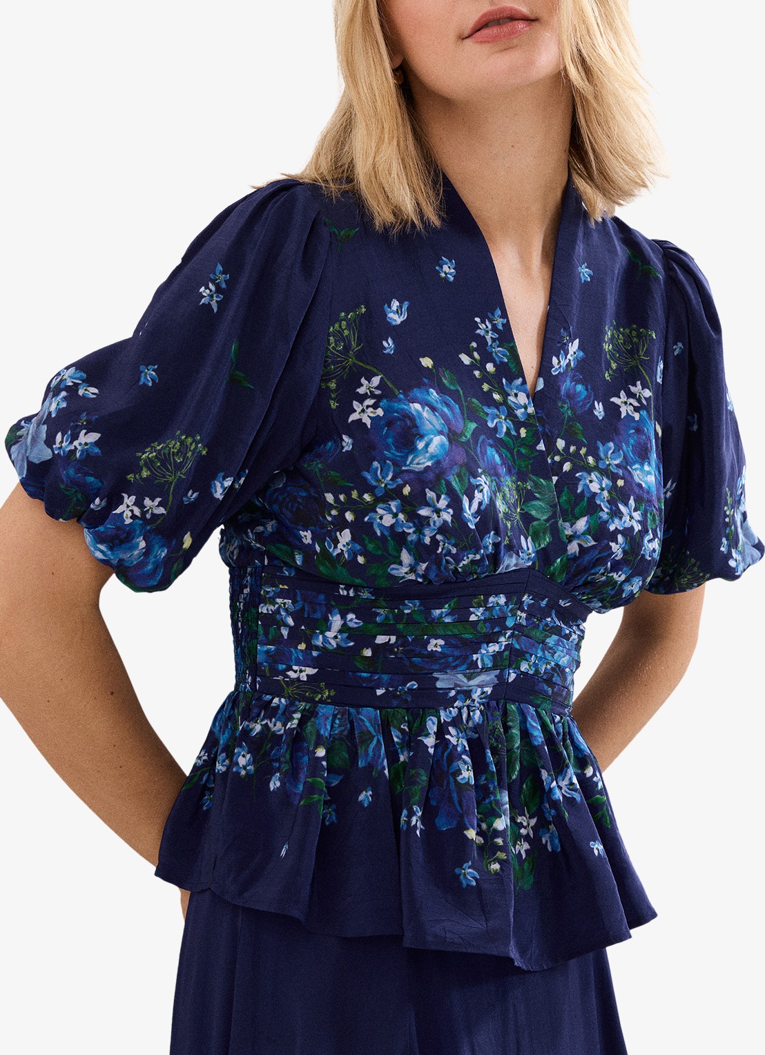 Phase Eight Safa tuniek met bloemenprint - detail 3 donkerblauw