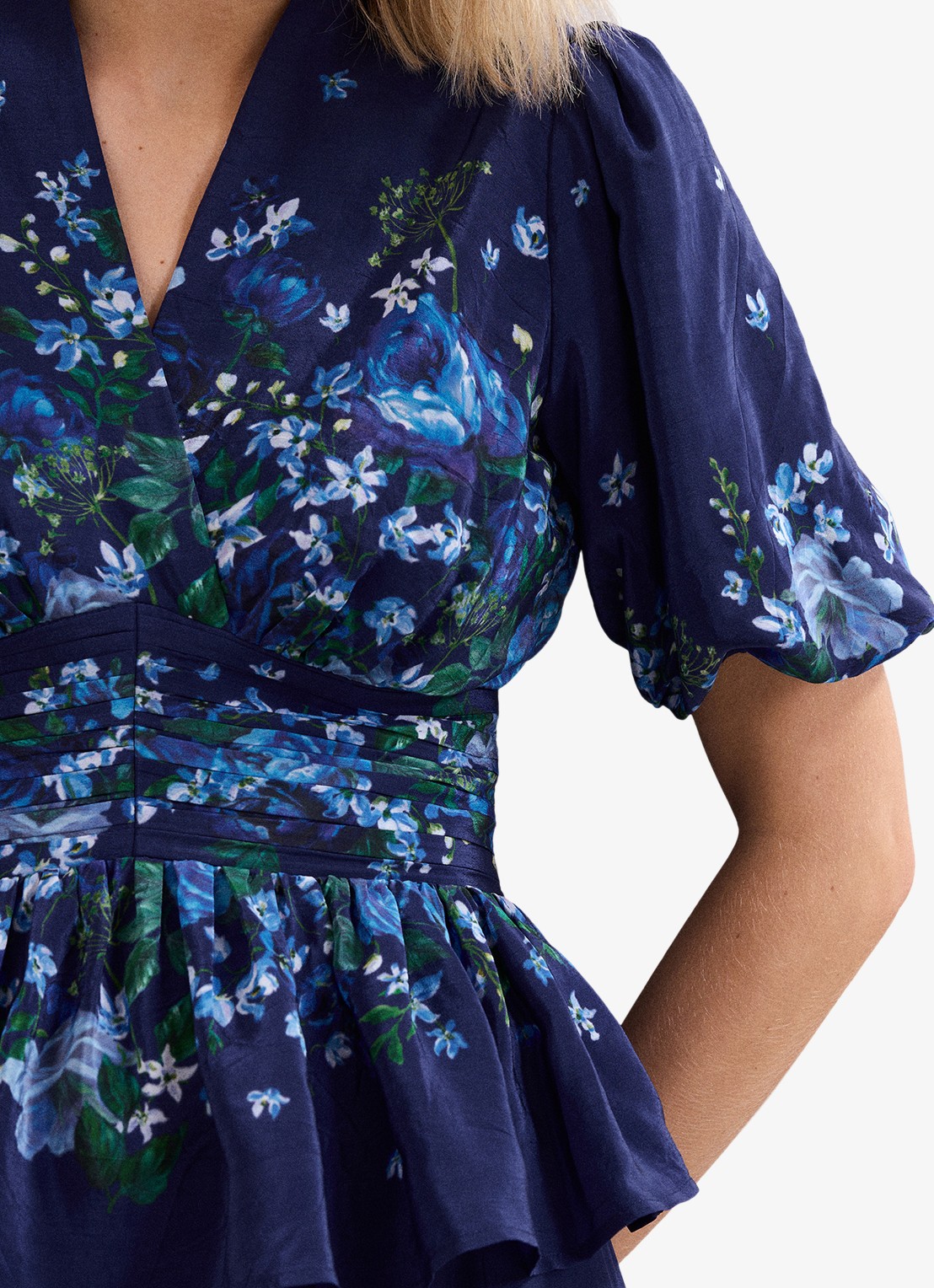 Phase Eight Safa tuniek met bloemenprint - detail 4 donkerblauw