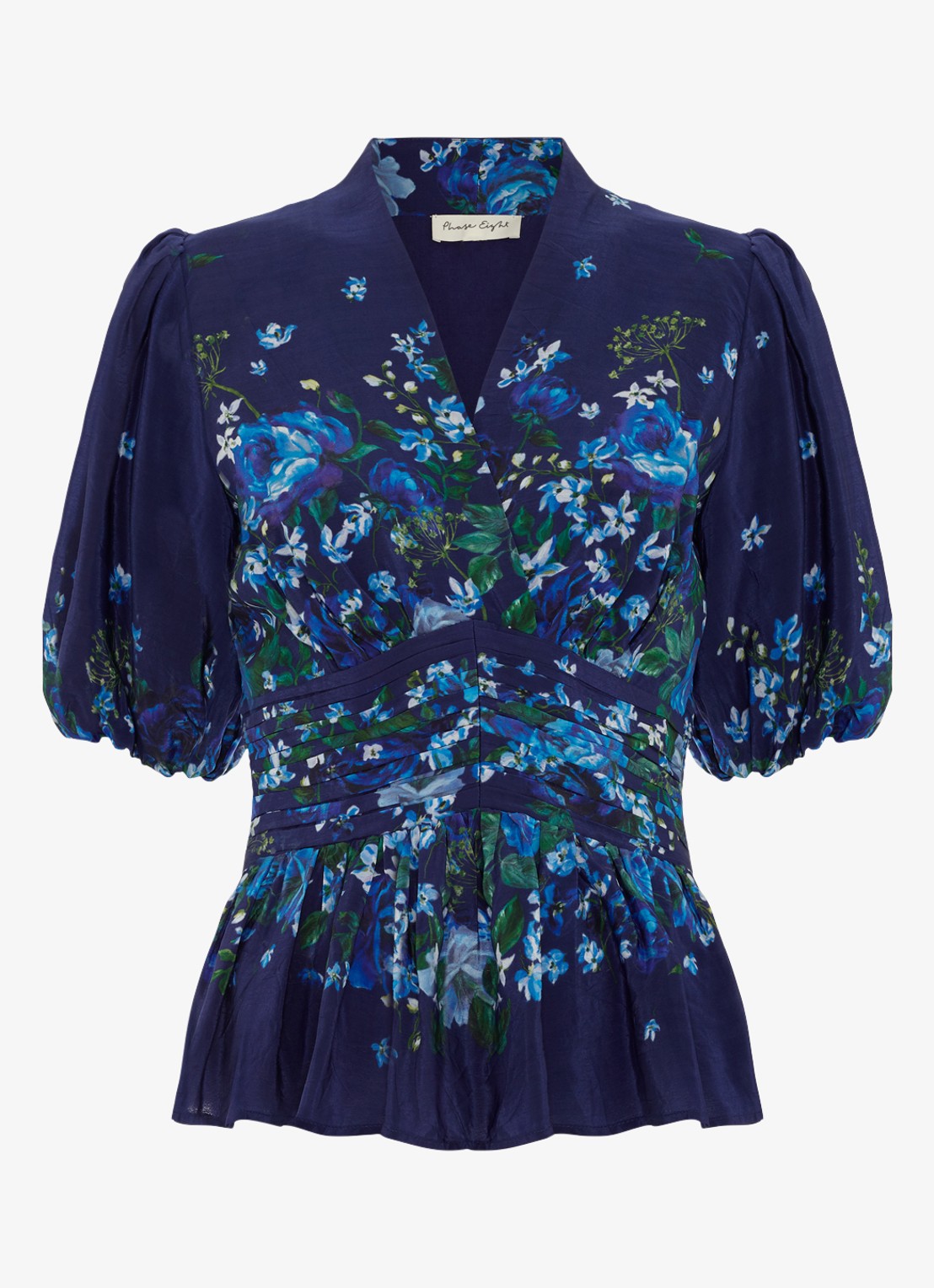 Phase Eight Safa tuniek met bloemenprint - voorkant donkerblauw