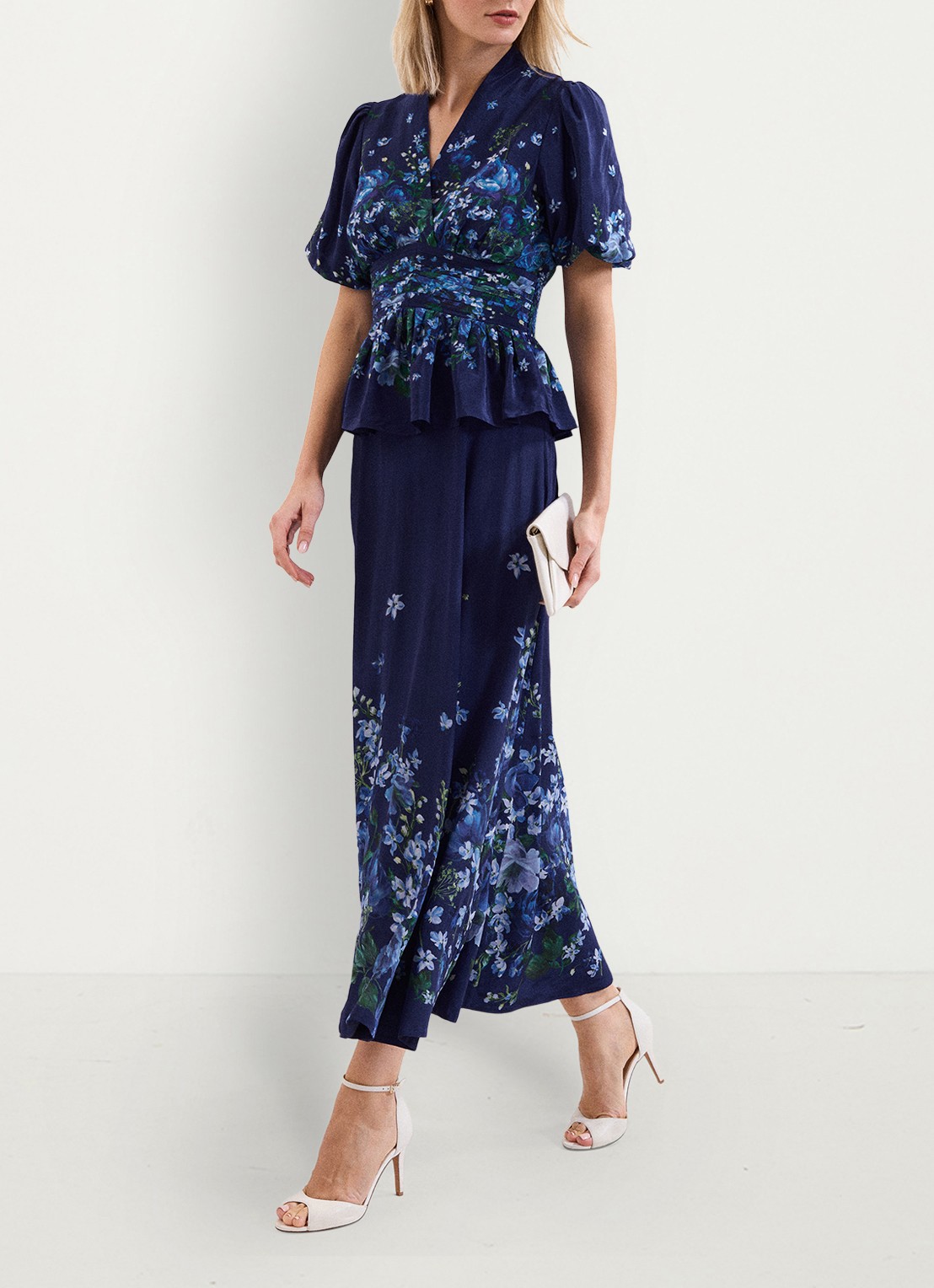 Phase Eight Safa tuniek met bloemenprint - voorkant 2 donkerblauw