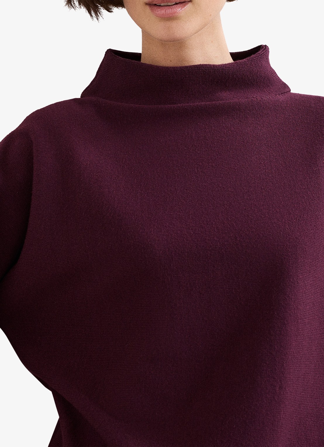 Phase Eight Salima fijngebreide trui met col - detail 5 bordeauxrood