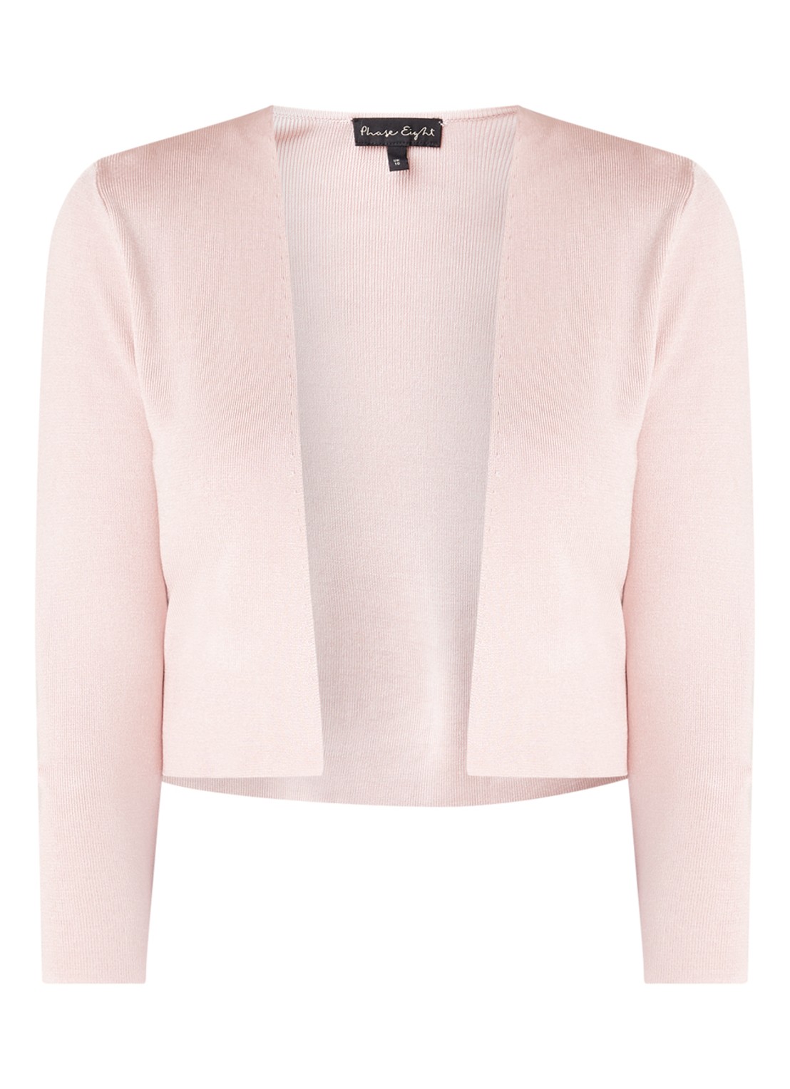 Phase Eight Salma cropped openvallend vest met glanzende finish - voorkant 3 oudroze