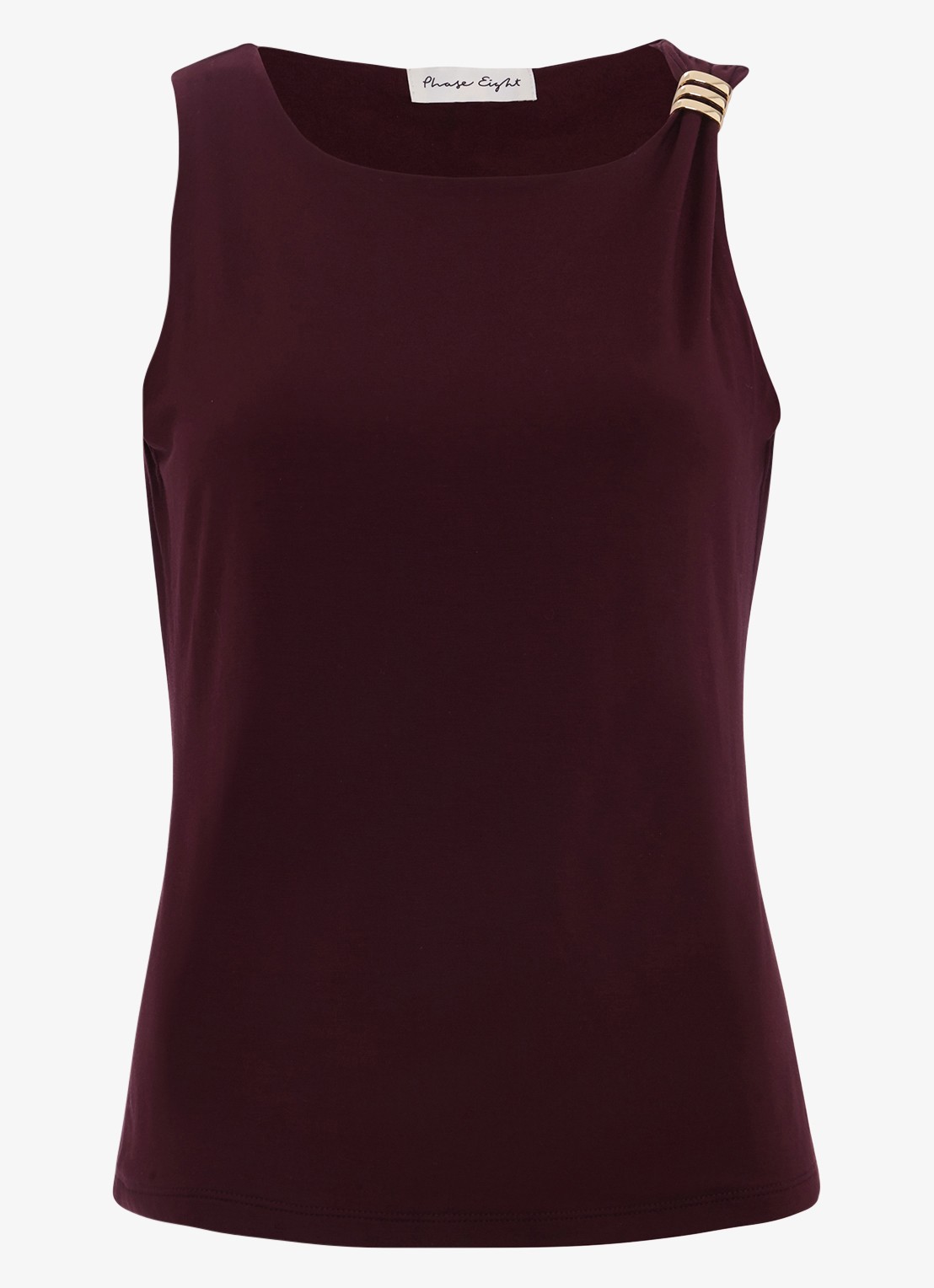 Phase Eight Samie top met asymmetrische hals - voorkant bordeauxrood
