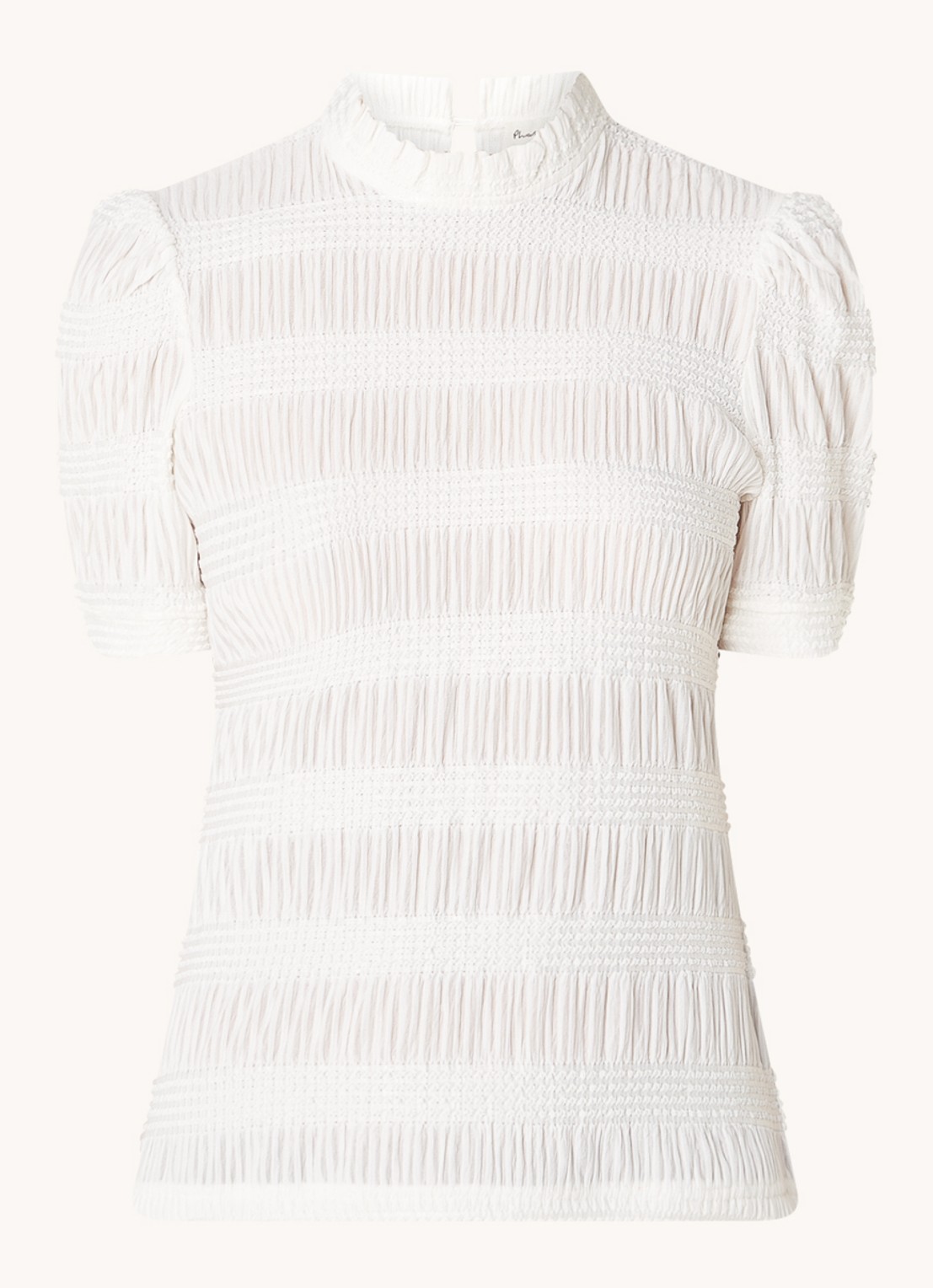Phase Eight Samiha T-shirt met smockwerk - voorkant 2 gebroken wit