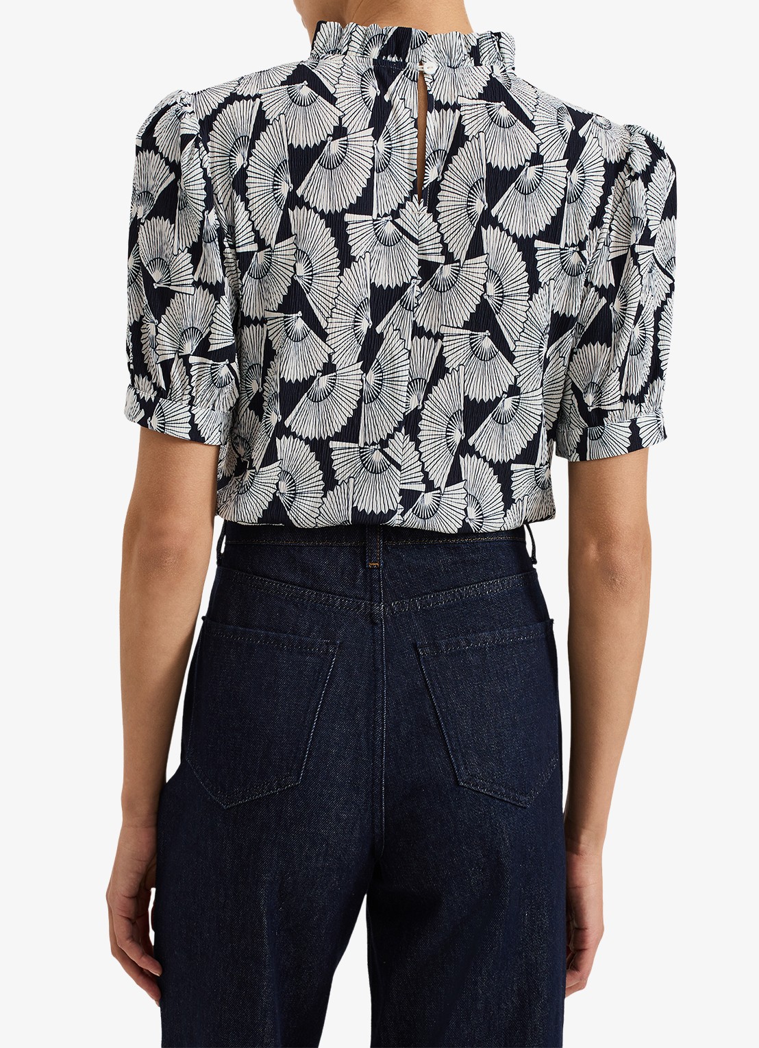 Phase Eight Samiha top met print en structuur - achterkant 8 donkerblauw