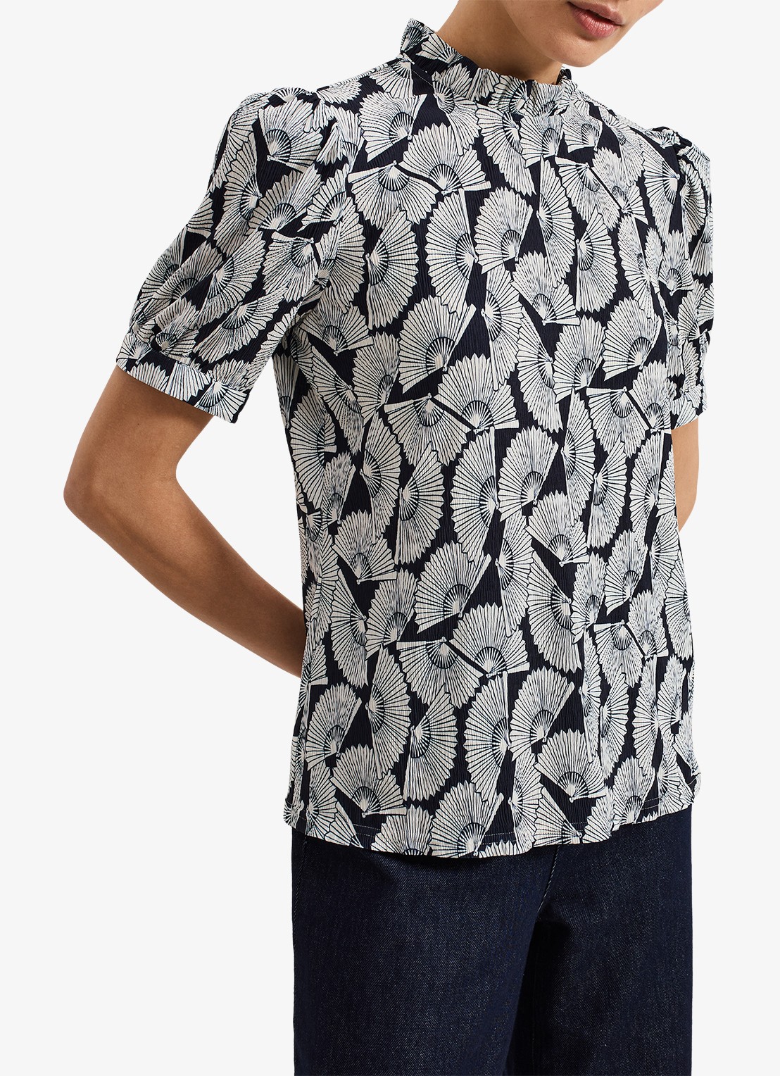 Phase Eight Samiha top met print en structuur - detail 3 donkerblauw