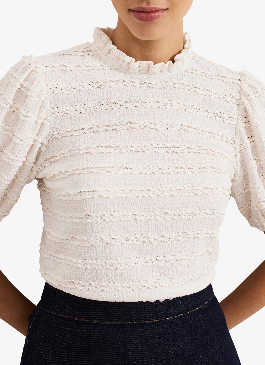Phase Eight Samiha top met structuur  - detail 5 gebroken wit