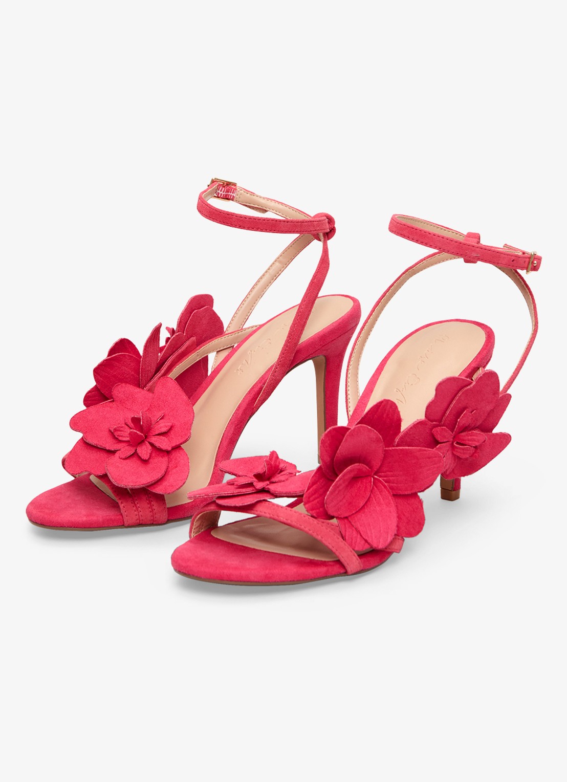 Phase Eight Sandalette van geitensuède met applicatie - detail roze