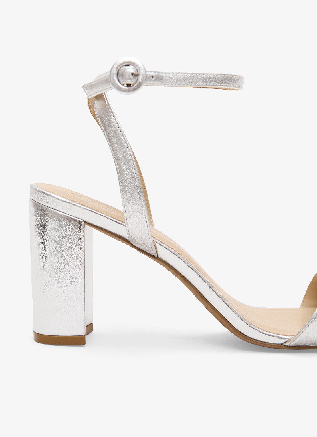 Phase Eight Sandalette van leer met metallic finish - detail 3 zilver