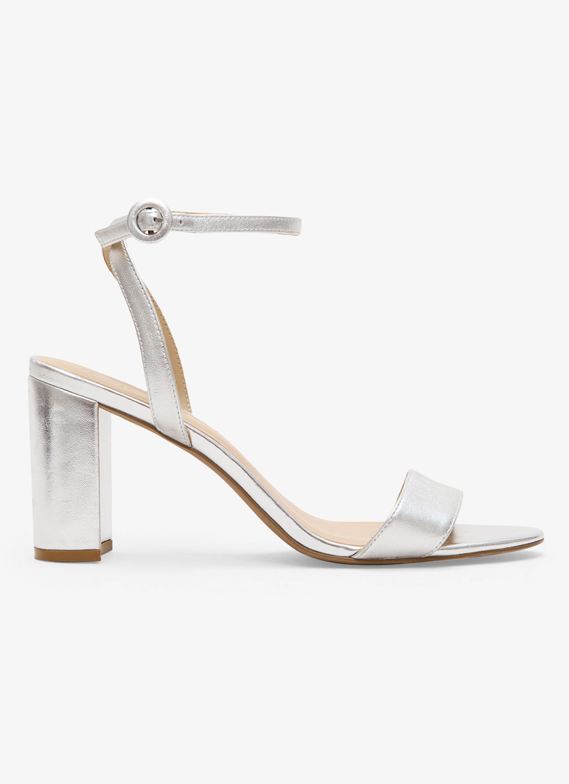 Phase Eight Sandalette van leer met metallic finish - voorkant 6 zilver