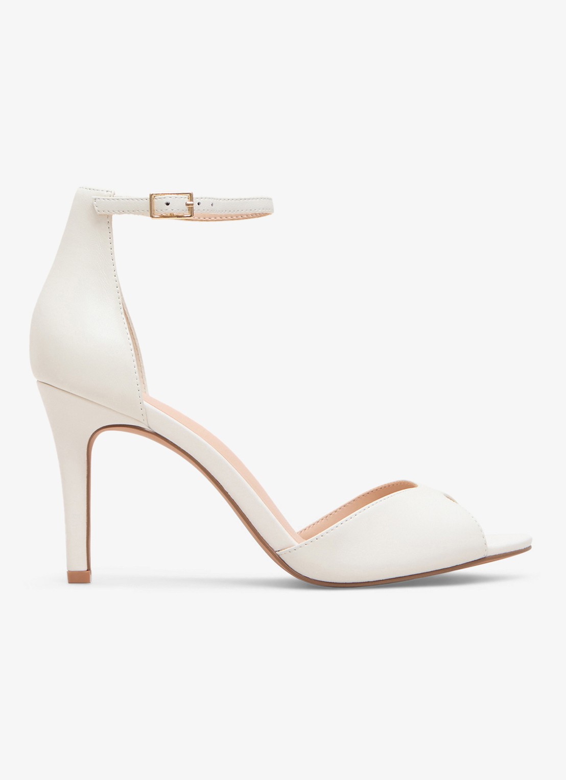 Phase Eight Sandalette van leer - voorkant 2 gebroken wit