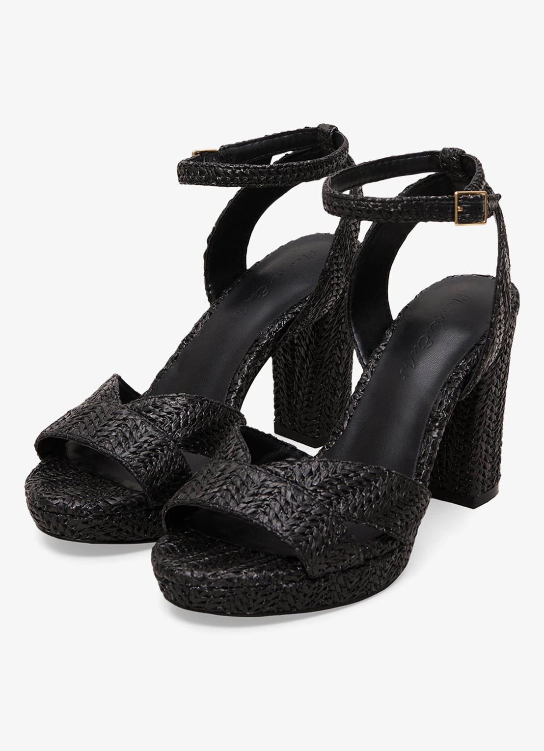 Phase Eight Sandalette van raffia - detail 3 zwart