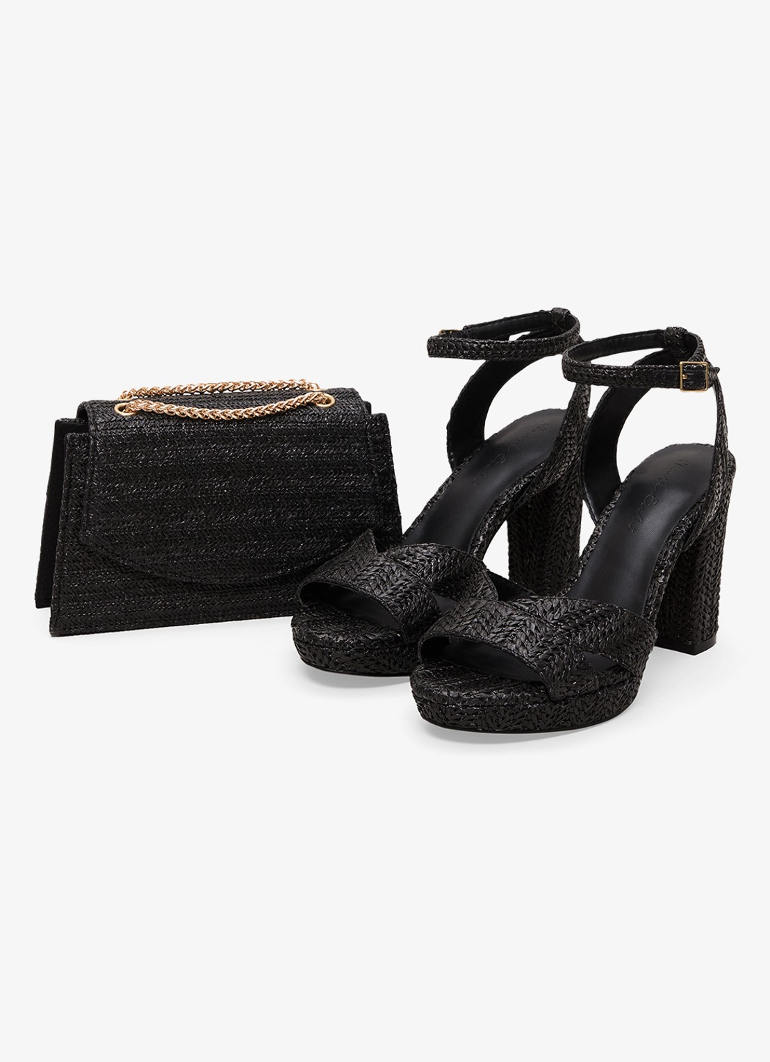 Phase Eight Sandalette van raffia - detail 6 zwart