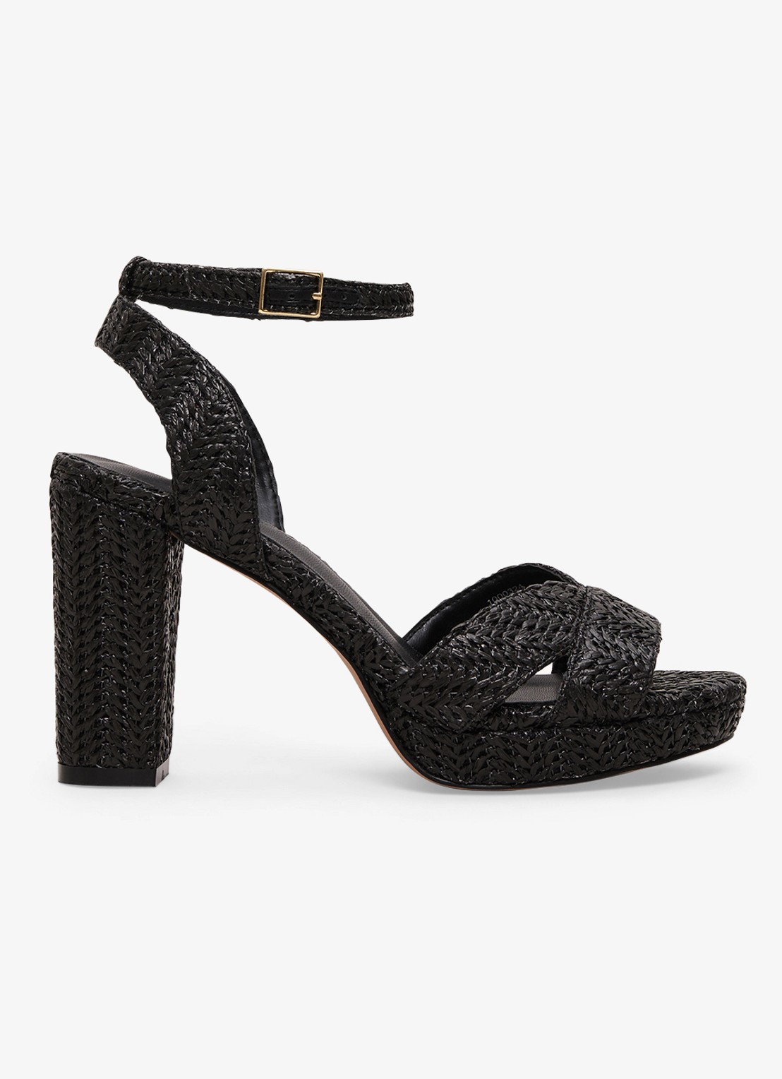 Phase Eight Sandalette van raffia - voorkant zwart