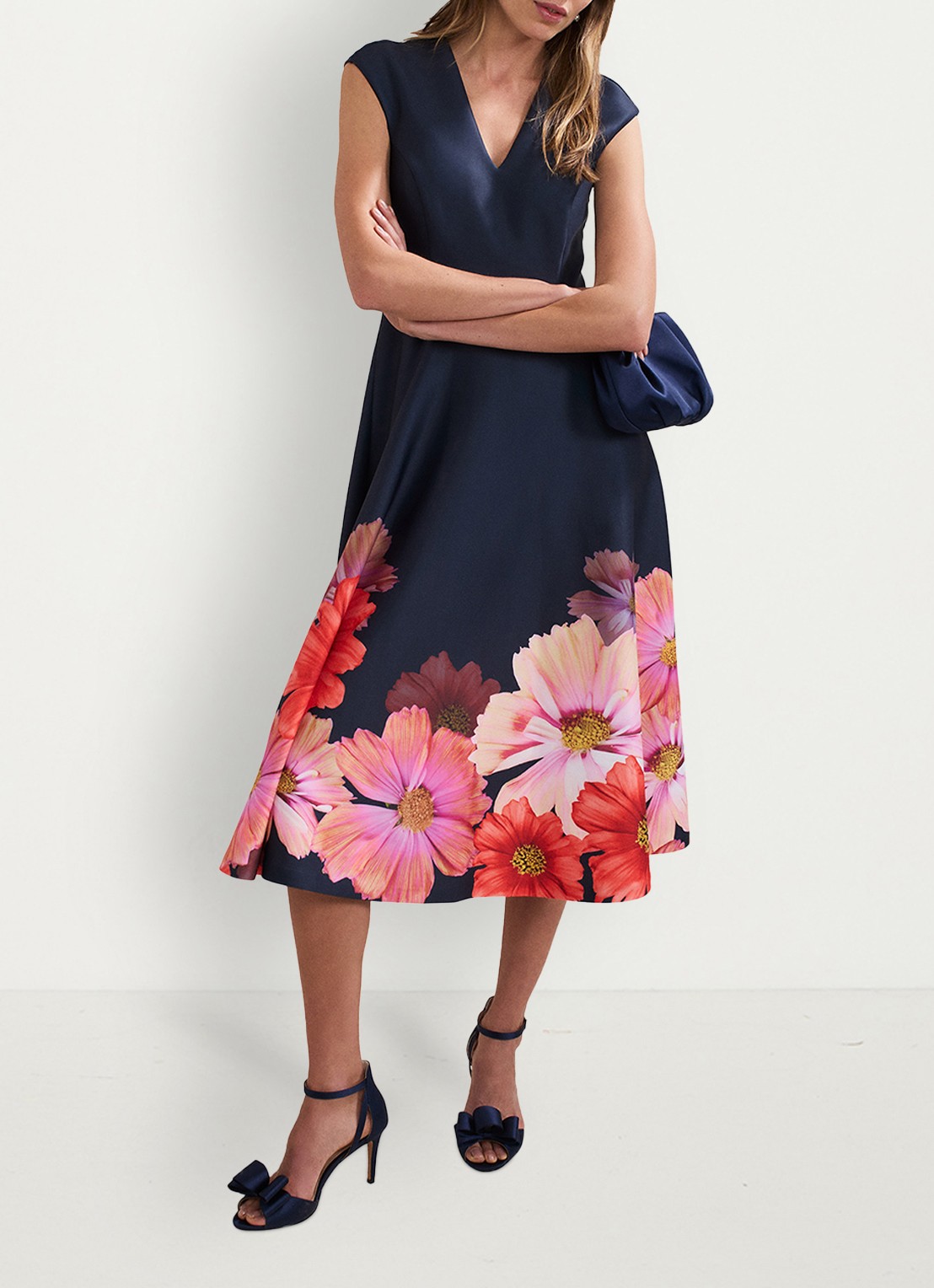 Phase Eight Sandalette van satijn - voorkant 2 donkerblauw