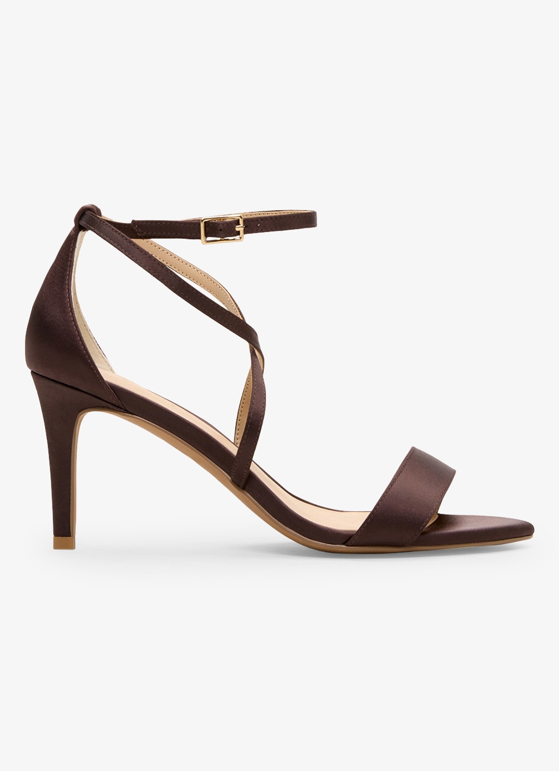 Phase Eight Sandalette van satijn - voorkant bruin