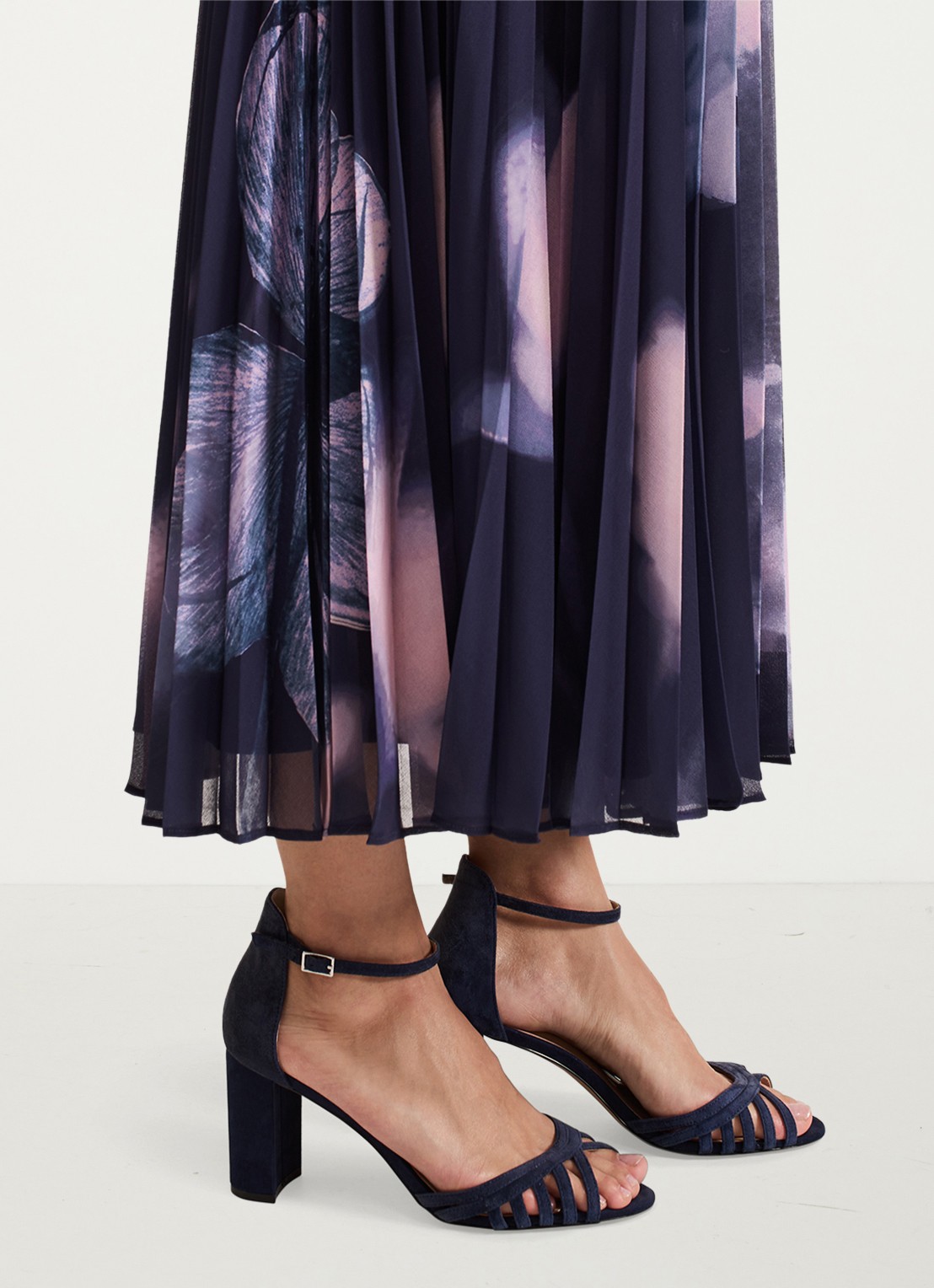 Phase Eight Sandalette van suède - voorkant 2 donkerblauw