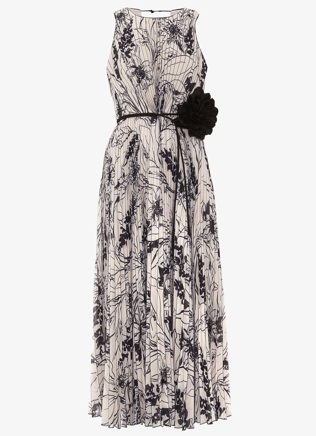 Phase Eight Sandra midi jurk met print en plissé - voorkant zwart