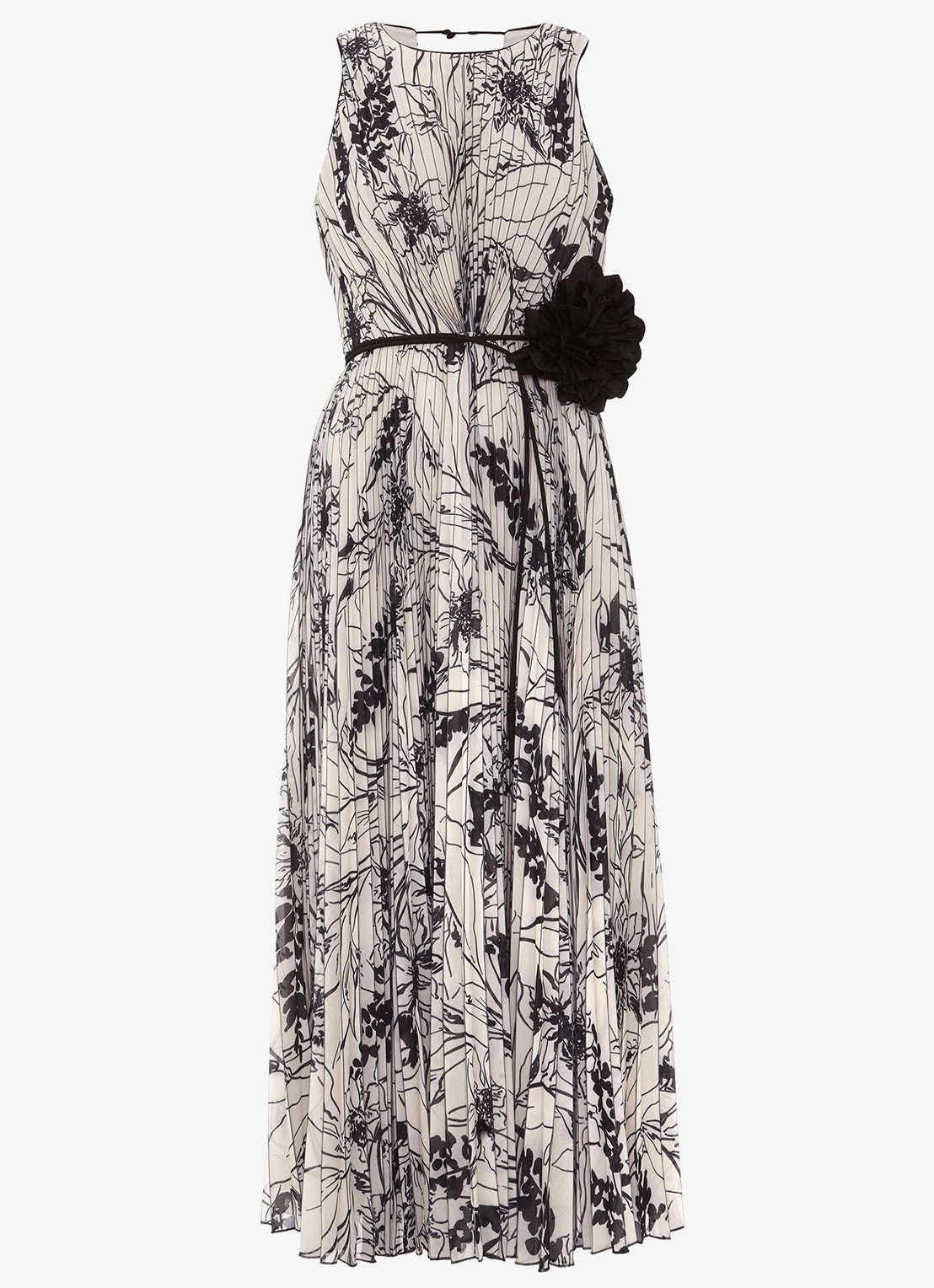 Phase Eight Sandra midi jurk met print en plissé - voorkant zwart