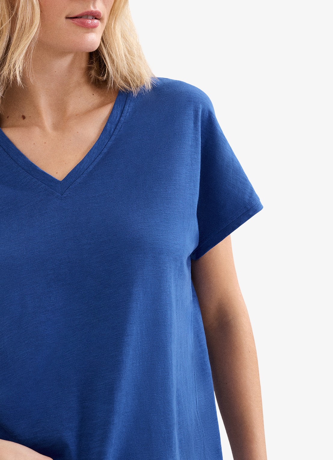Phase Eight Saphiya t-shirt van katoen - detail 2 kobaltblauw