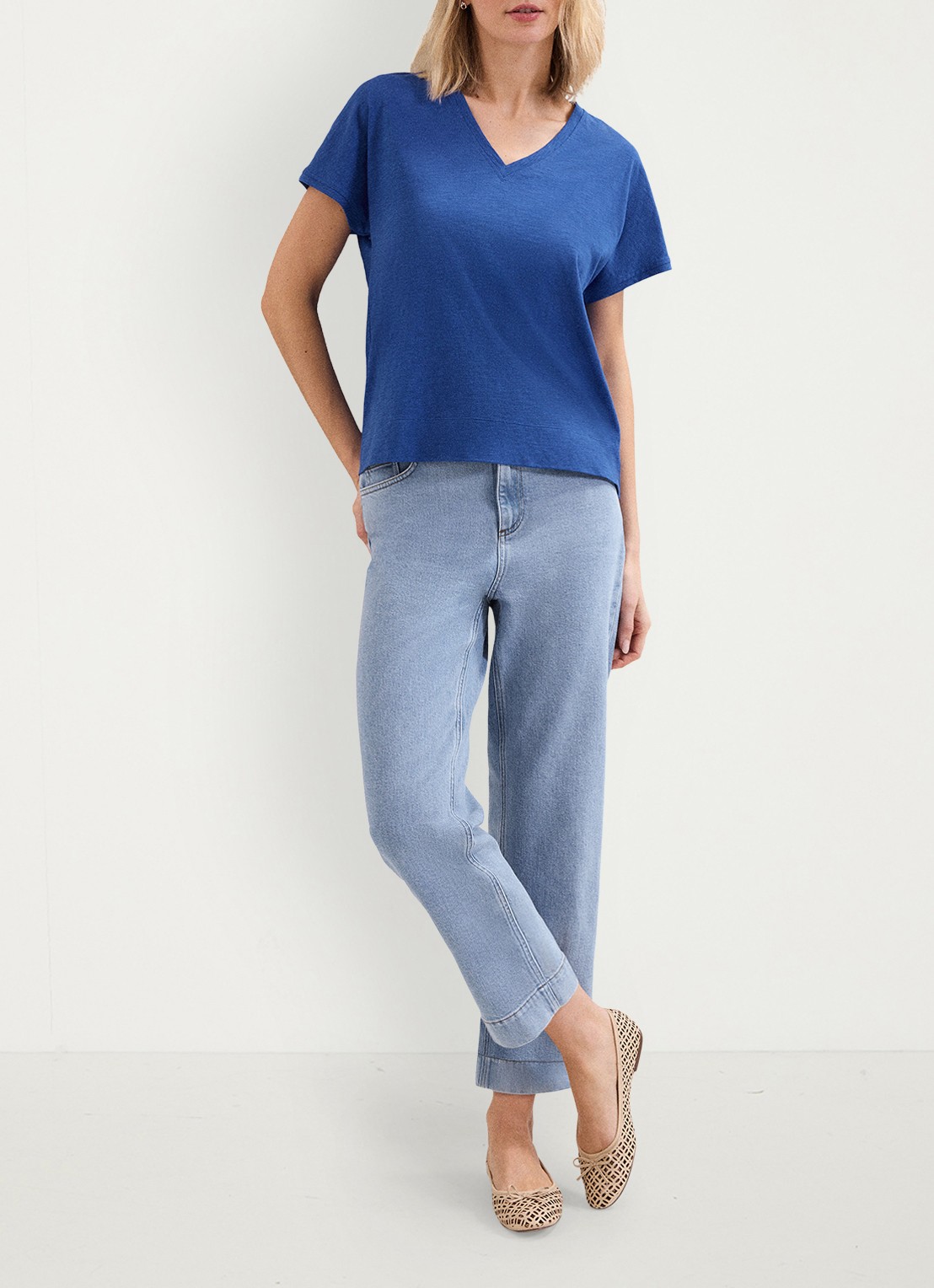 Phase Eight Saphiya t-shirt van katoen - voorkant 7 kobaltblauw