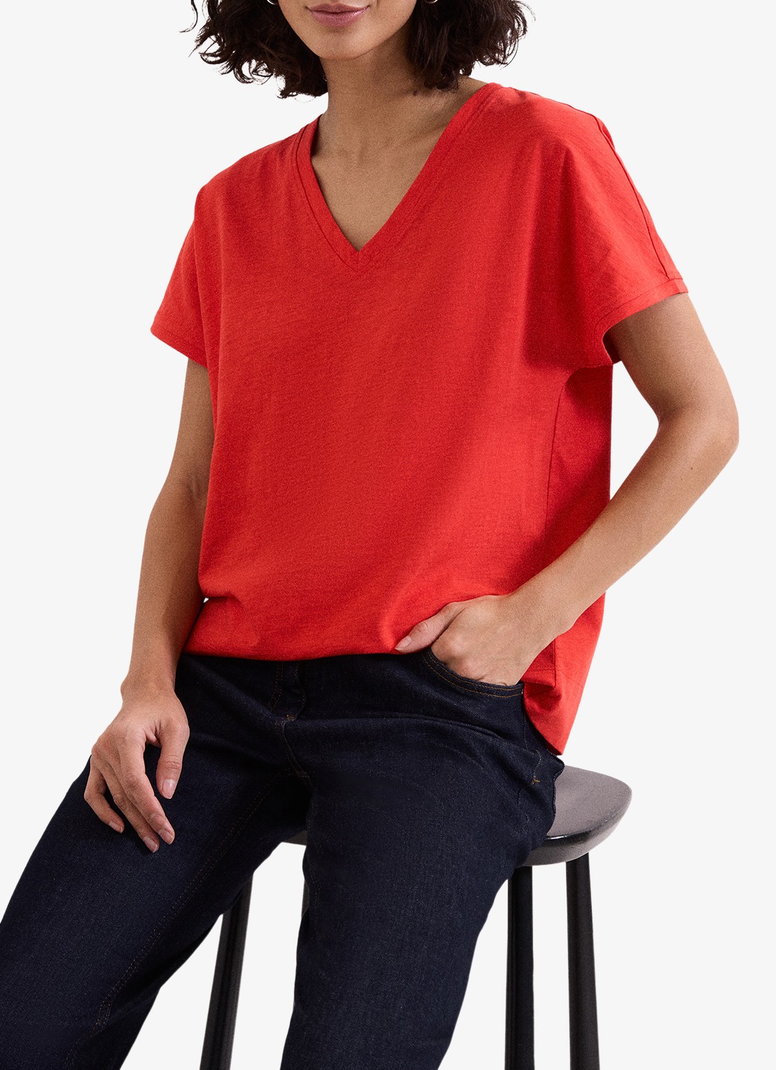 Phase Eight Saphiya t-shirt van katoen - detail 3 koraal