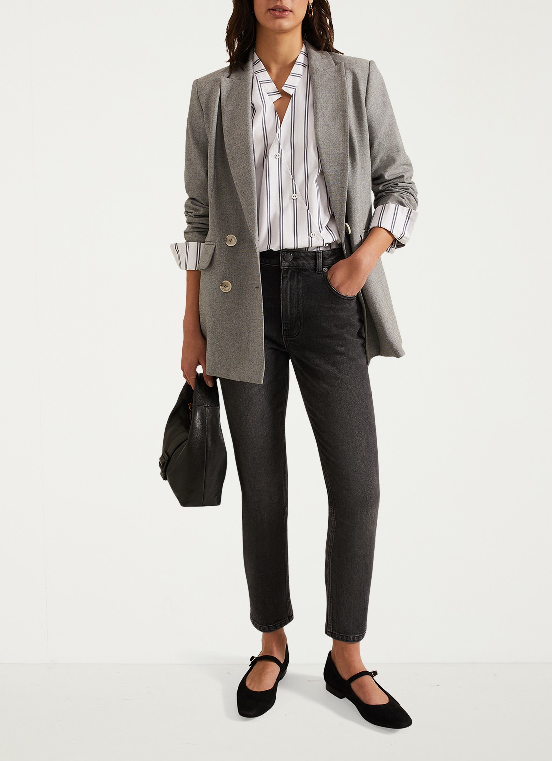Phase Eight Sara mid waist slim fit jeans met gekleurde wassing - detail 4 zwart